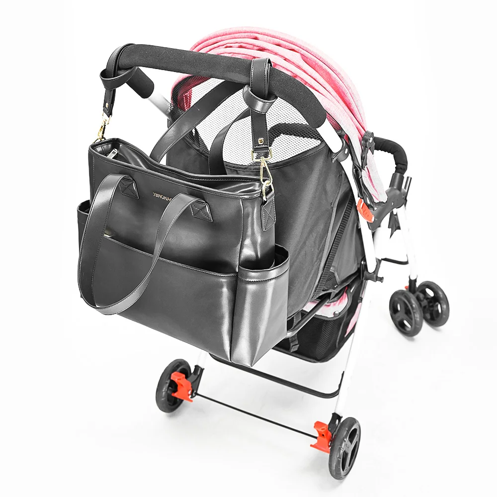 Mummy Travel Nappy Diaper Tote  Bag Pu Leather Baby Diaper Caddy Organizer