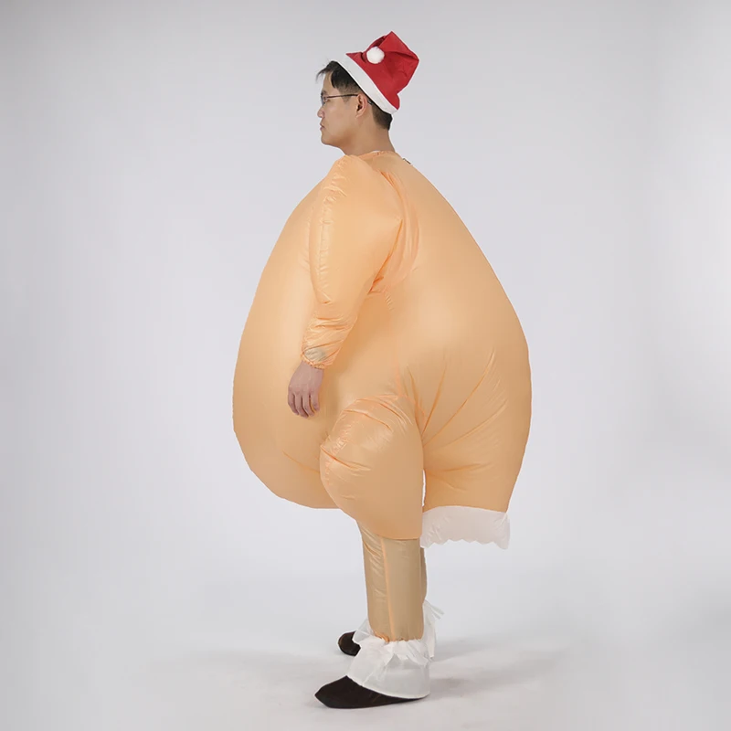 Christmas Thanksgiving Roast Turkey Game Cloth Funny Blow Up Jumpsuit Chicken Cosplay Fancy Dress Inflatable Turkey Costume