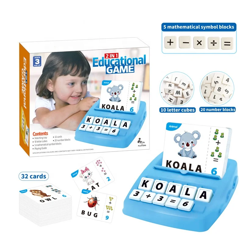 Popular Spelling Letter Toy Kids plastic Words Spell Game 2 in 1 educational Flashcard Learning Game