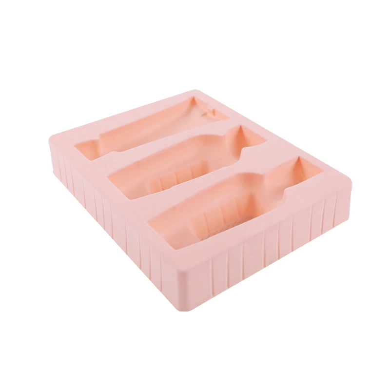 
PET PVC Colorful PVC Blister Tray for Skin Care Products Flocking Blister Packing 