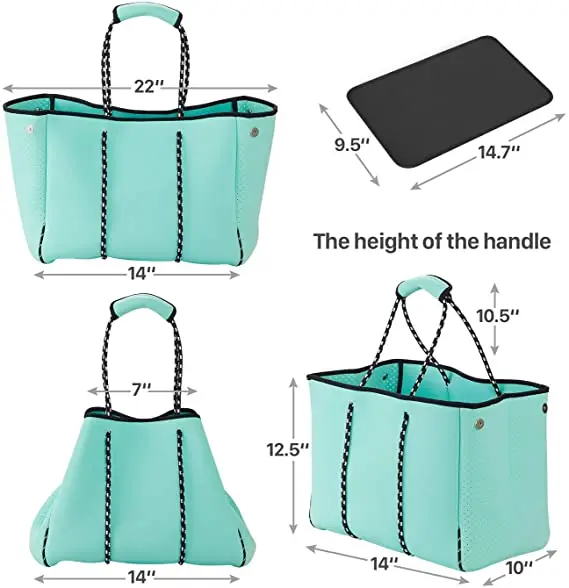 Многофункциональная большая модная Неопреновая женская сумка с перфорацией, летняя пляжная сумка, неопреновая сумка-тоут
