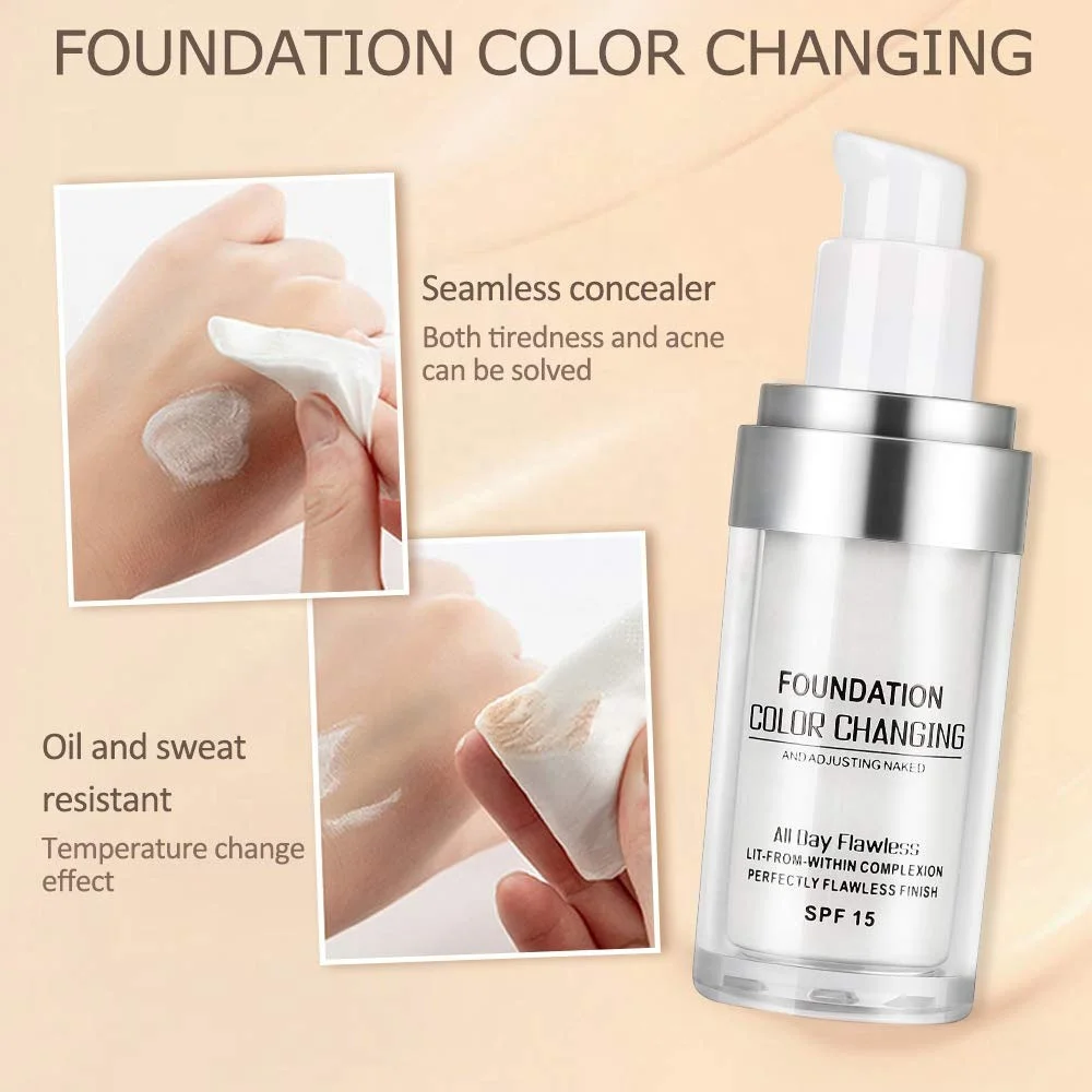 Private Label Color Changing Foundation Liquid Flawless Full Coverage Color Face Primer Base Makeup