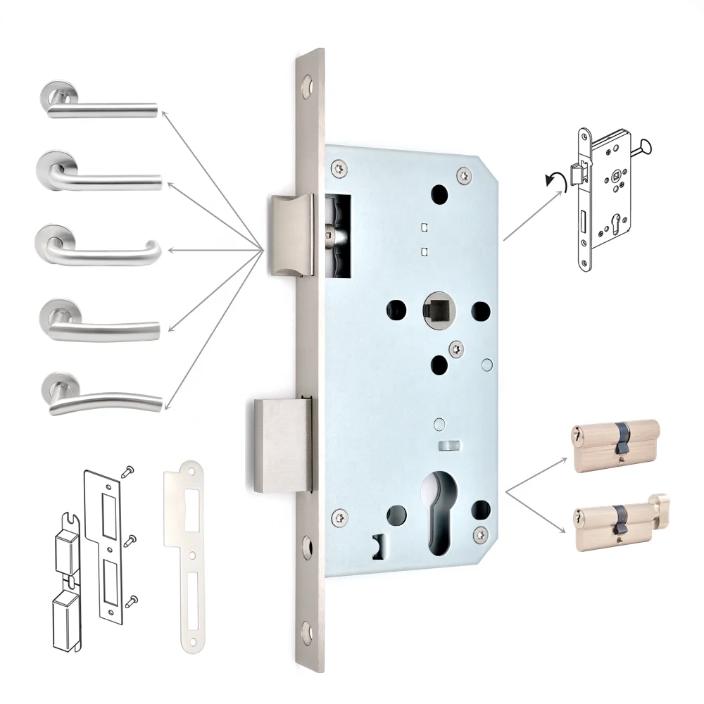 CE certified BS EN12209 Euro sash lock fire rated stainless steel security metal wooden mortise door lock