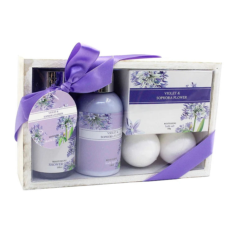 WOODEN BOX Holiday Bath Brush Gift Set For Women