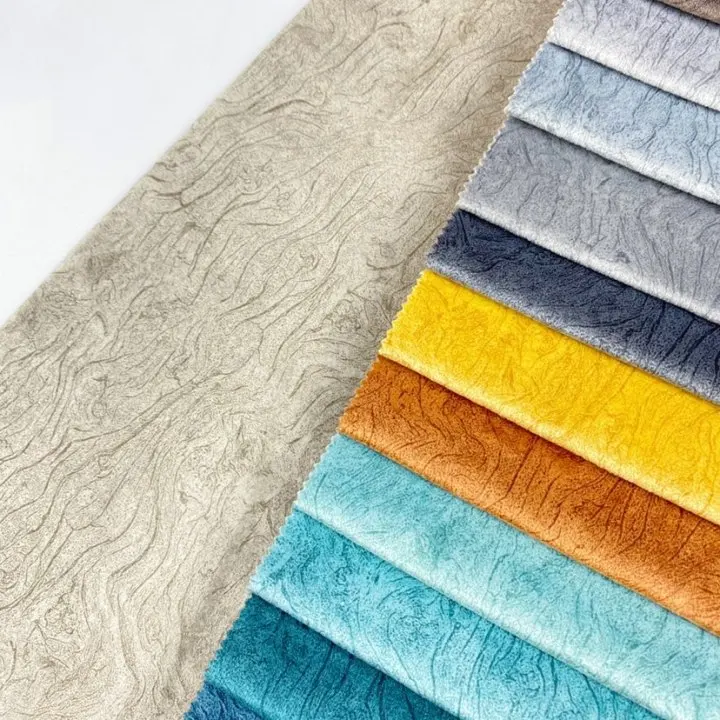 High quality Knitted Printed bronzed holland velvet  with backing fleece sofa upholstery fabric