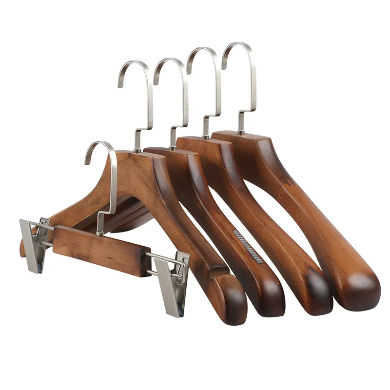 Luxury wooden vintage hanger modern woman dress men clothes coat shirt suit display hangers wholesale