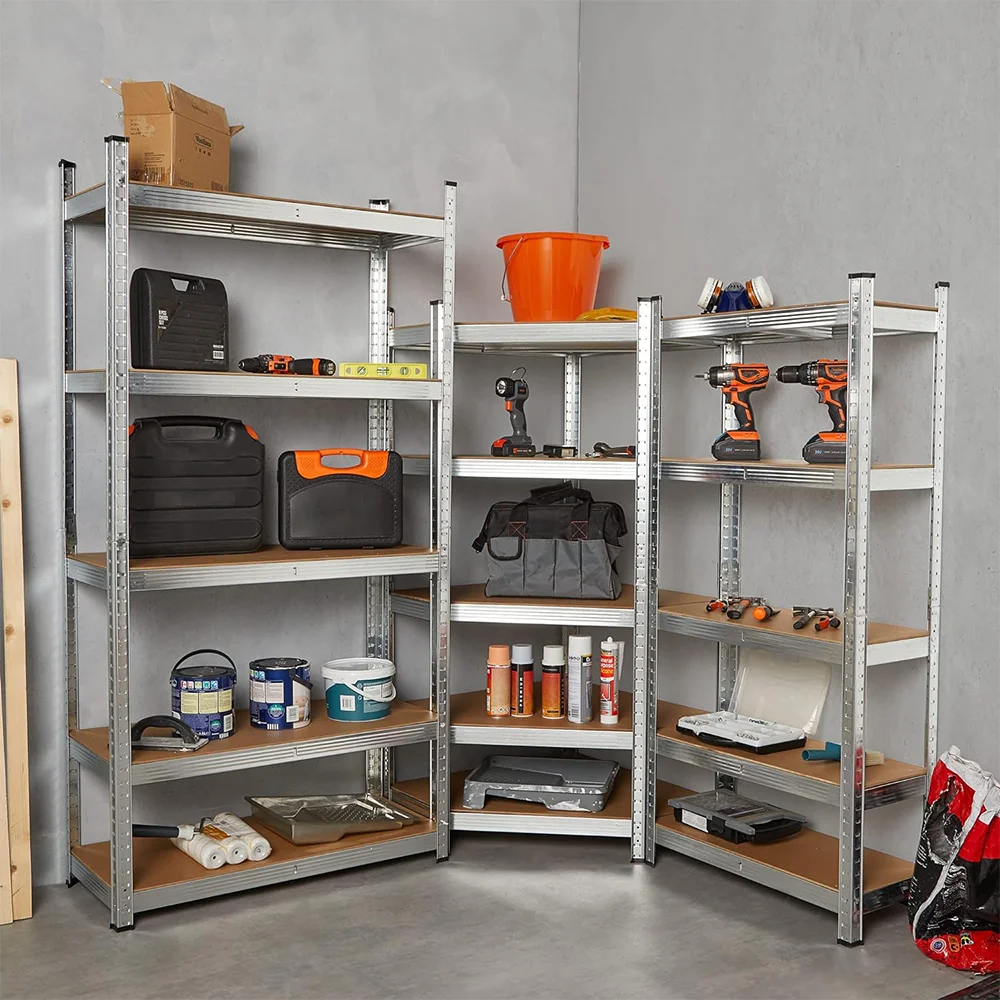 5 tier low price galvanized steel frame wooden shelves garage storage racks shelving units