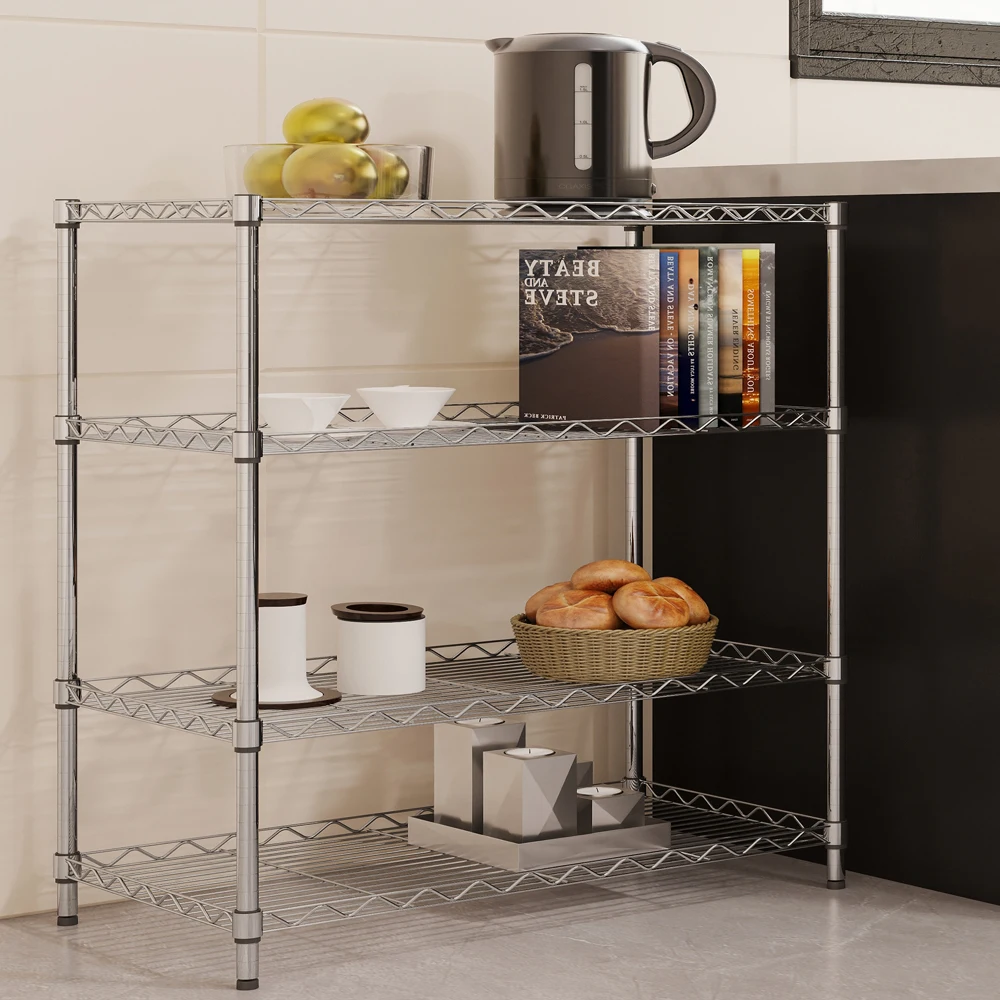 Wire shelves heavy duty steel storage metallic Simple Assembly 5 Tiers Standing Shelving Unit racking