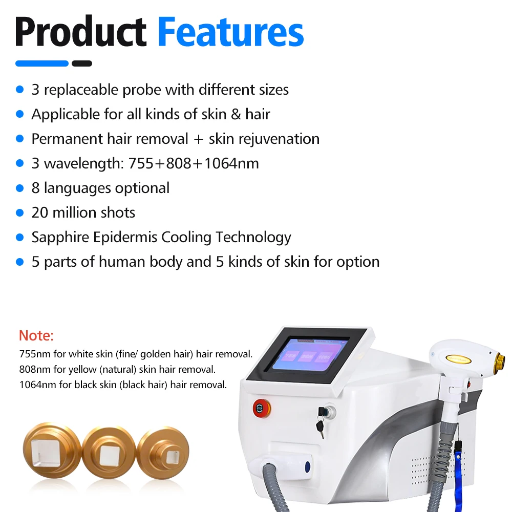 Promotion price 3 wavelengths diodelazer ice fast hair removal machine professional lasersings diode hair removal  for salon
