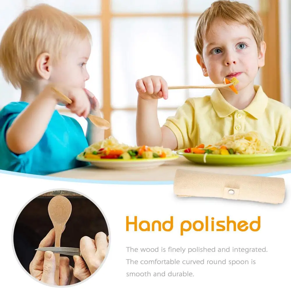 
Reusable natural and eco-friendly 7 pcs Caring Planet Bamboo Cutlery set to-go flatware set with portable case 