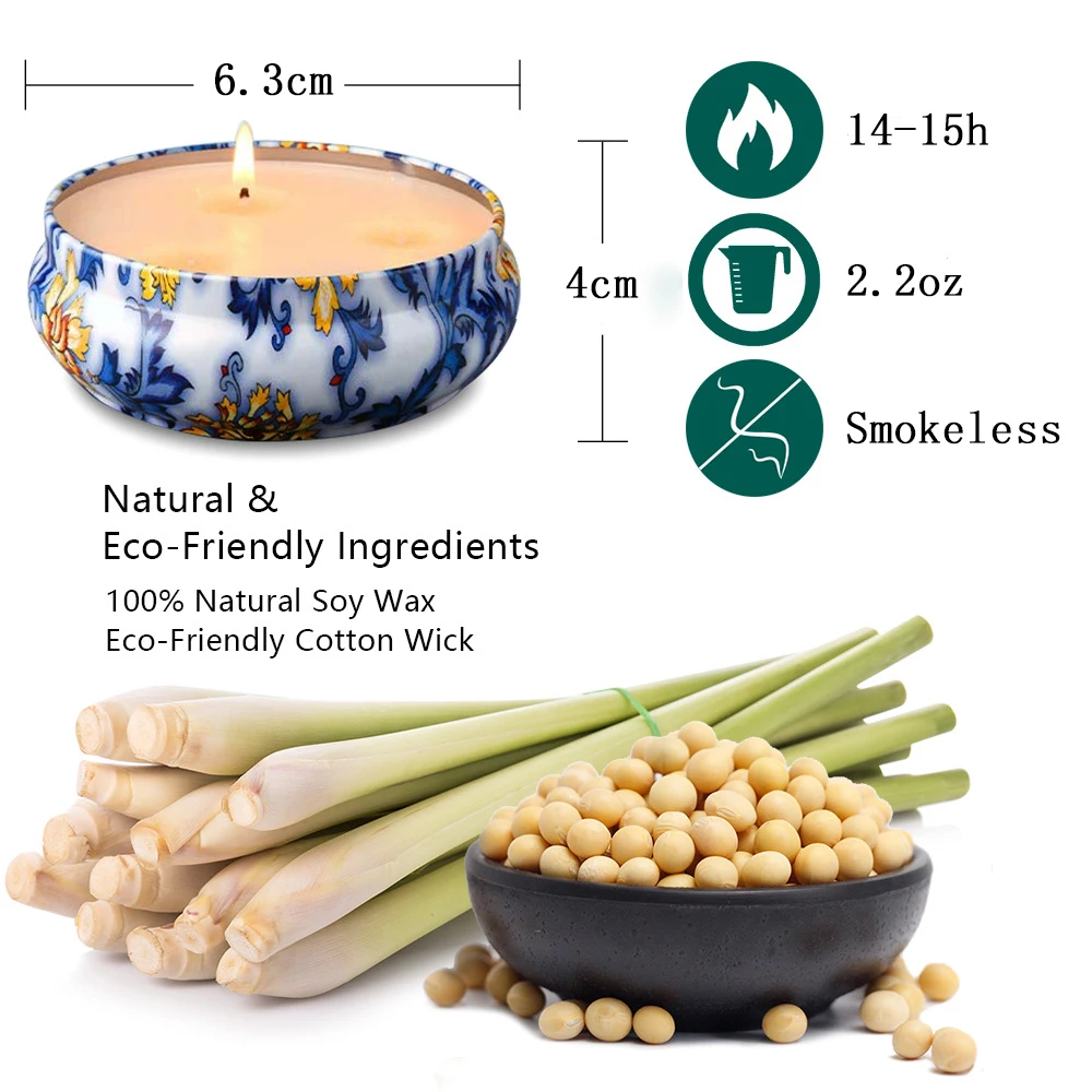 Wholesale Gift Set Holiday Tin Can 2.2oz Soy Wax Strong Scented Candles Christmas Tin Can Candles Gift Set