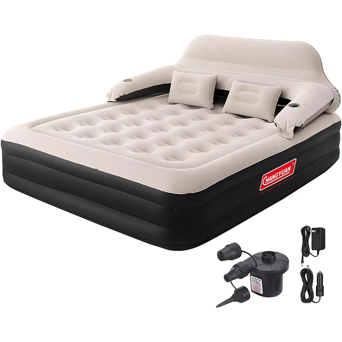 Hypo-Allergenic Inflatable Bed King Size Camping Air Mattress With Built-In Pump Inflatable Air Mattress