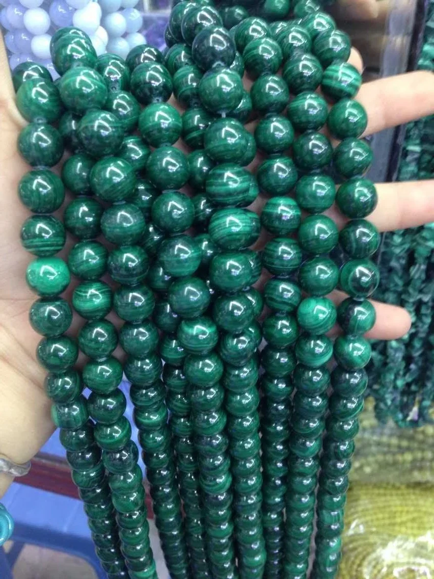 Wholesale Natural 4mm-12mm Size Gemstone Loose Stone Beads Green Malachite Beads for Jewelry Making