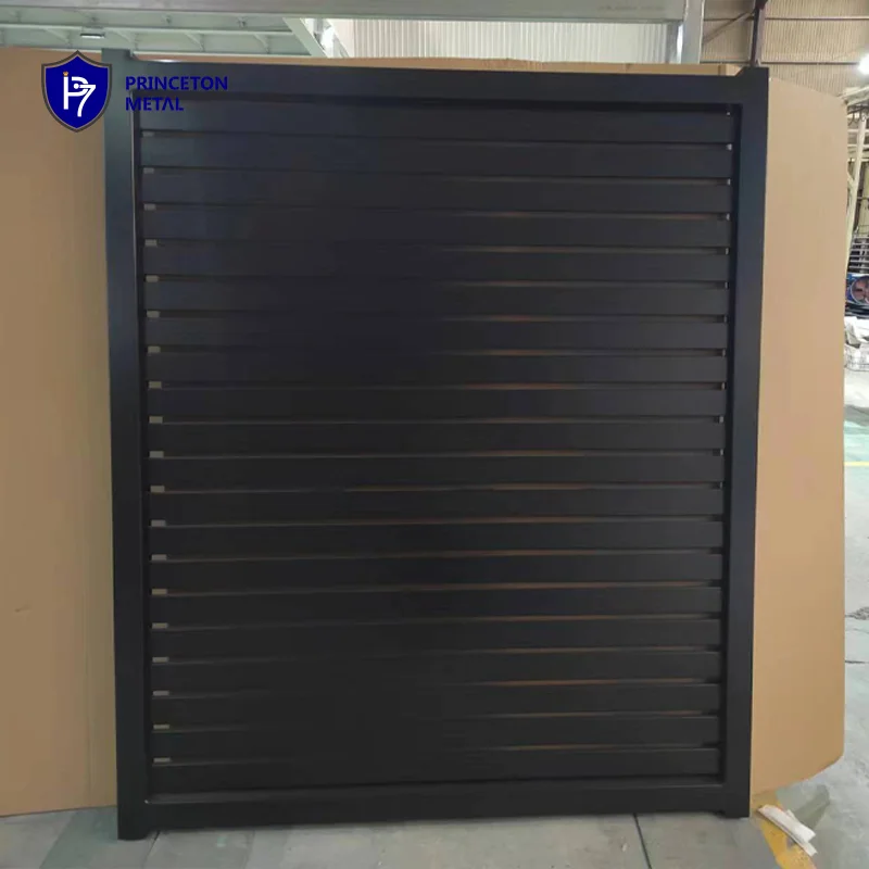 Horizontal  black modern metal garden fence privacy aluminum fence panels