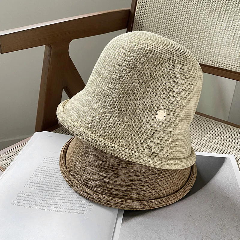 New 6 color metallize ladies foldable simple shade comfortable breathable lightweight summer rolled sun straw hat