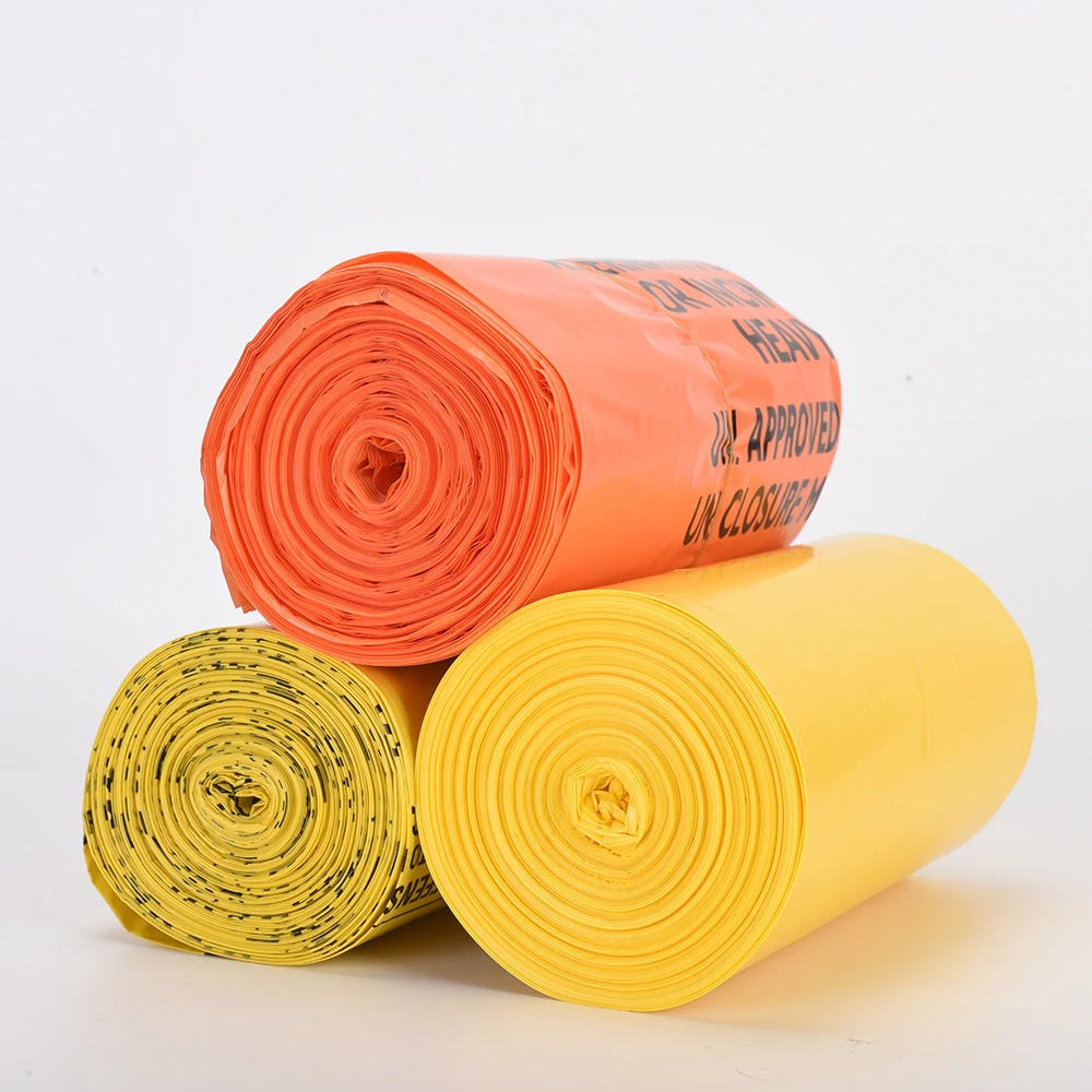 Direct Vietnam Factory Yellow Plastic Bags Valve Clinical Waste Chemical Featuring Screen Printing Embossing Gravure Printing