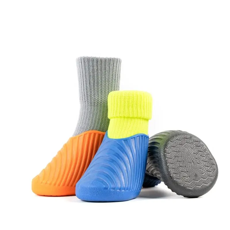 Pet outdoor sports shoes non-slip Striped elastic rubber sole socks
