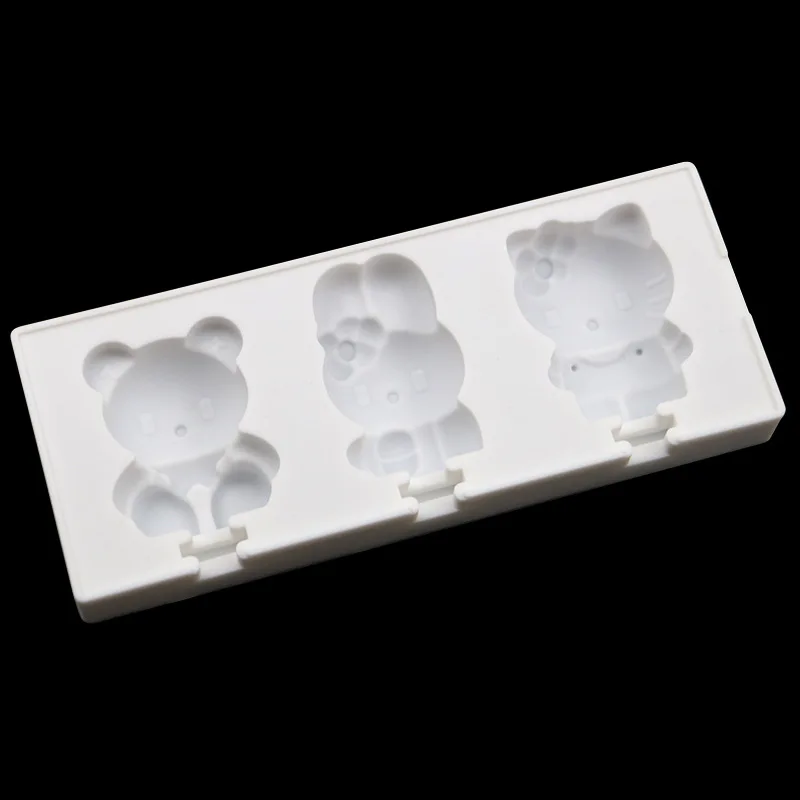 Saffron Cartoon rabbit cat bear Silicone ice maker mold Homemade Popsicle Tools silicon molds for ice cream pops