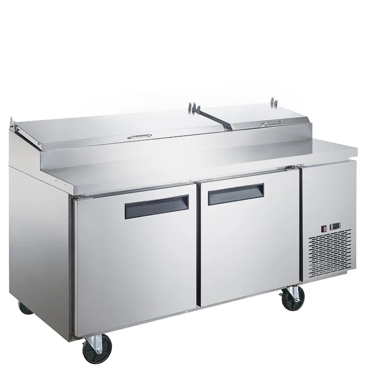 Wholesales Commercial Restaurant Kitchen Stainless steel Double Door Pizza Prep Table refrigerator Chiller