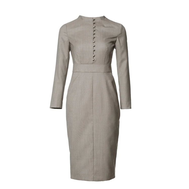 
Spring Elegant Temperament Slim Waist Thin Package Hip Professional Pencil Dress Work Clothes OL Dress 