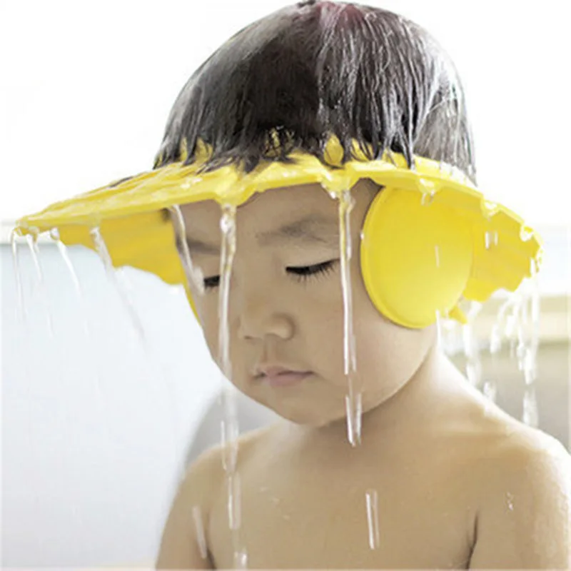 Children Waterproof Shampoo Cap Adjustable Size Cartoon Bath Cap Silicone Baby Shower Cap
