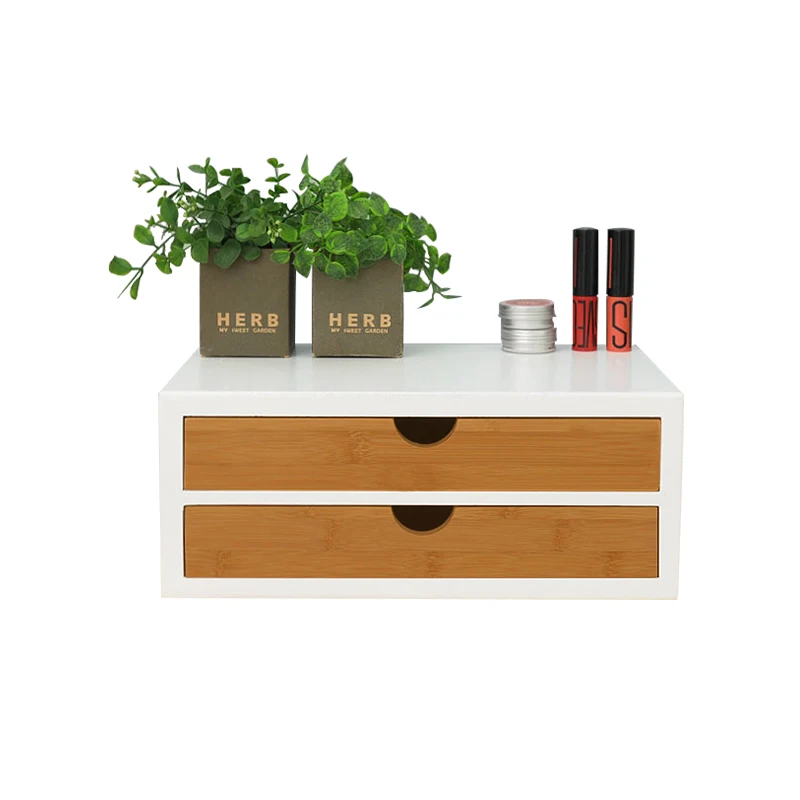 white color natural bamboo desk organizer with file organizer storage box with drawers for books files jewelry