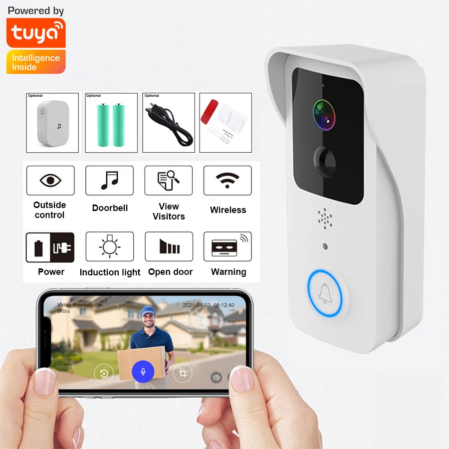 5G Dual Band 2.4Ghz 5Ghz Tuya Wifi Wireless 1080P HD Smart Audio Intercom Camera Video Doorbell for Home