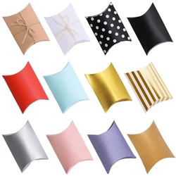 Pillow Candy Box Kraft Paper Christmas Gift Packaging Boxes Candy Bags Wedding Favors Birthday Party Decorations