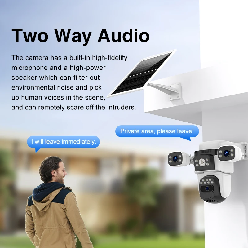 2024 New 2k Dual lens 4g solar camera 9MP Wireless 4G SD 4mm Lens Security Camera Smart Outdoor PTZ AOV 4g Solar Camera Gsm