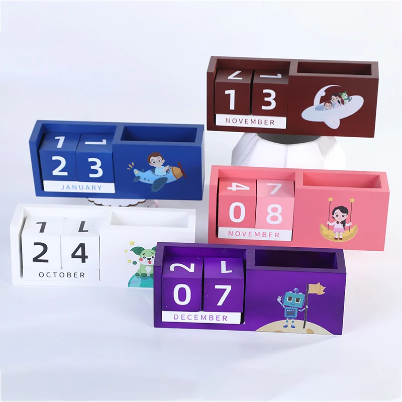 Factory Direct Supply Custom Creative Cartoon Desk Calendar With Wooden