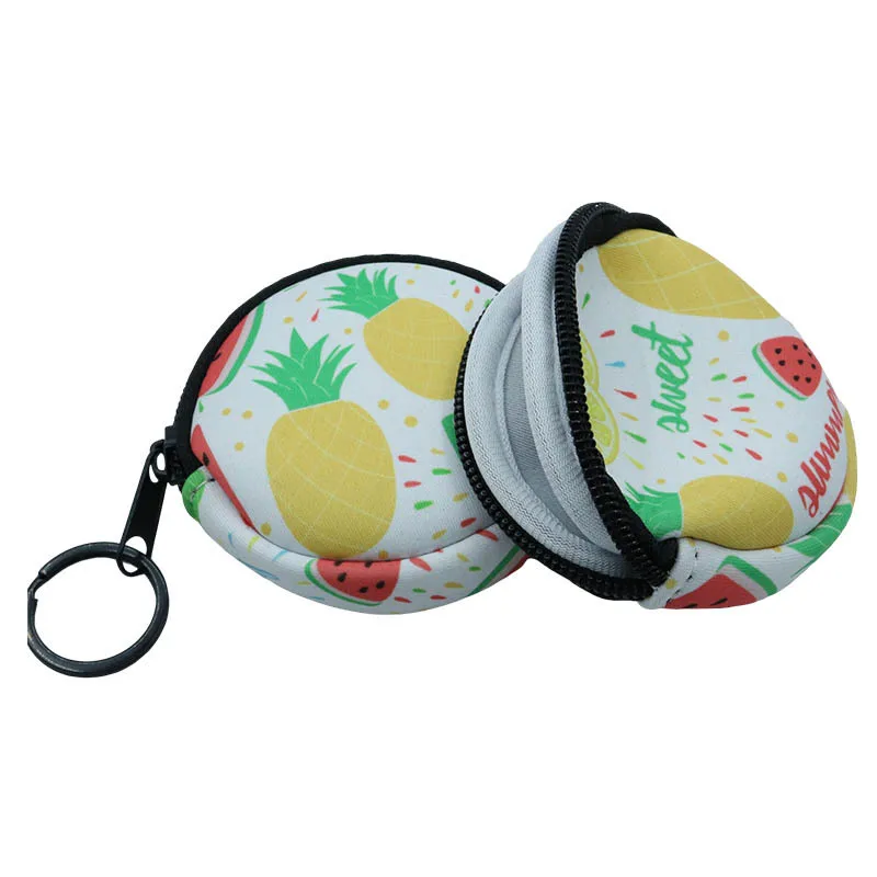 Factory Wholesale Custom Small Earbud Pouch Gift Packaging Black  White Zipper Bag Neoprene Coin Purse