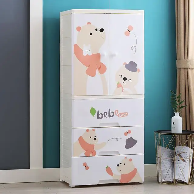 4 Layer living room fashion cabinets plastic baby clothes storage drawer wardrobe