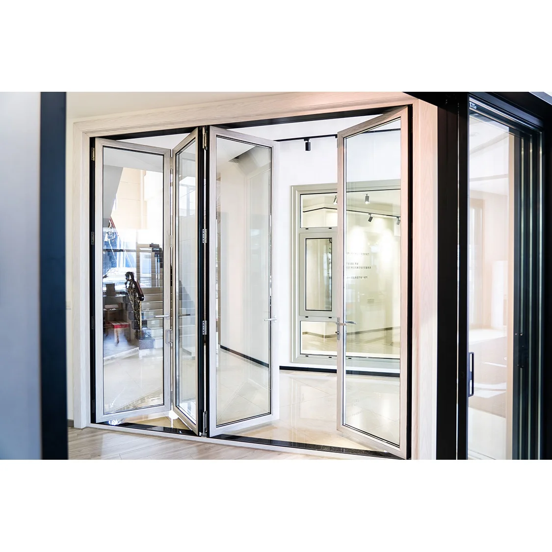 NFRC commercial  exterior thermal break accordion bi folding doors aluminum folding glass door