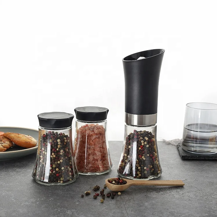 2023 New Arrivals Online Gravity Electric Battery Salt and Pepper Grinder Set with 2 PCS Glass Jars