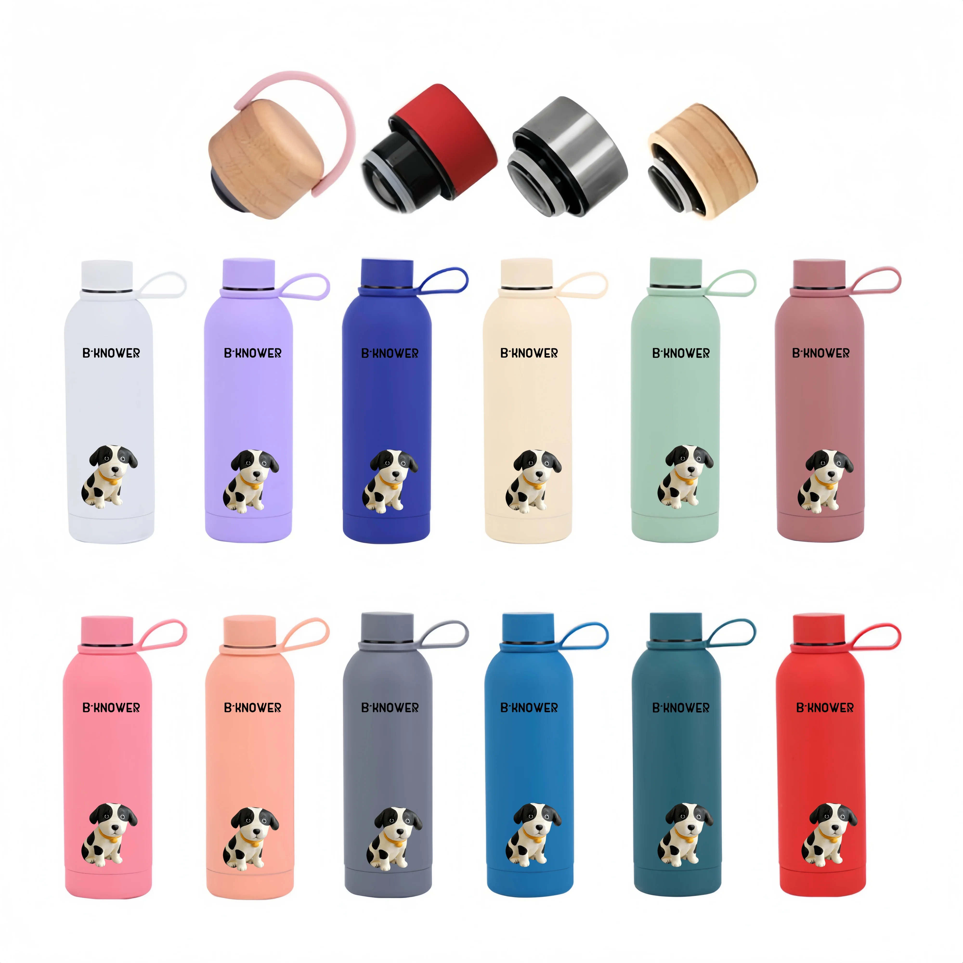 Custom Logo BPA Free Insulated Rubber Coated Stainless Steel 18/8 Water Bottle 500ml Small Mouth Travel Sport