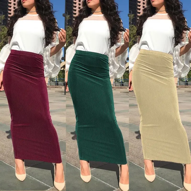 
Modern Islamic Casual Wear Half Long Velvet Skirt for Arab Women 