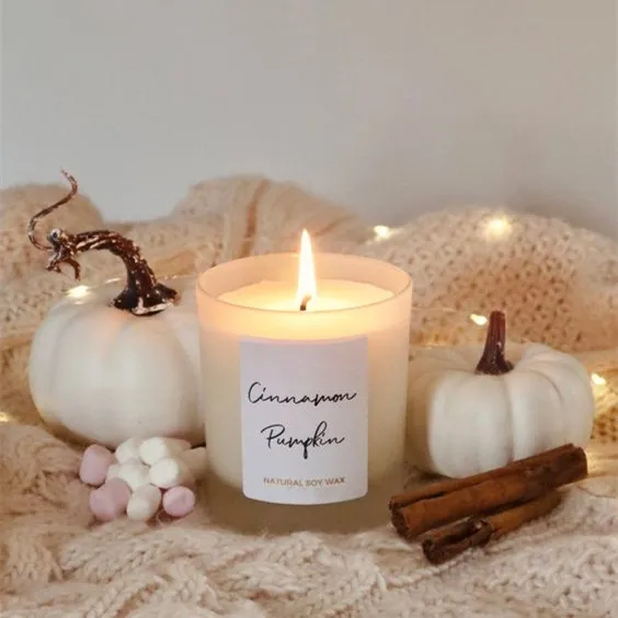 Halloween Long Lasting No Logo Large Pumpkin Scent Soy Wax Aroma Home Bedroom Fragrance Oil Matt Glass Jar Amber Scented Candle