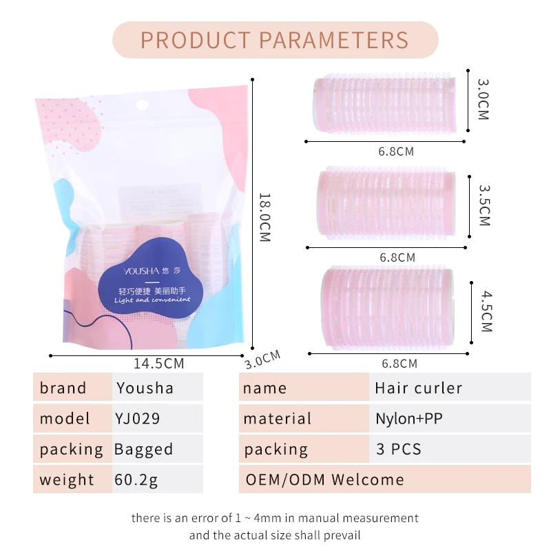 Yousha New 3 Tube Plastic Hair Curling Tools Diy Wavy Hair Styler Curler Set Spiral Hair Crimp Curler Rod Kit Pink Beauty Yj029