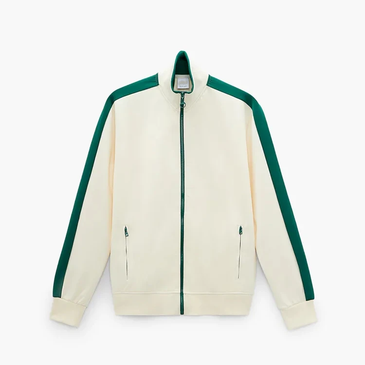Casual Spring Autumn Mens Jackets Cotton Long Sleeves Sport Full Zip White Mens Jackets