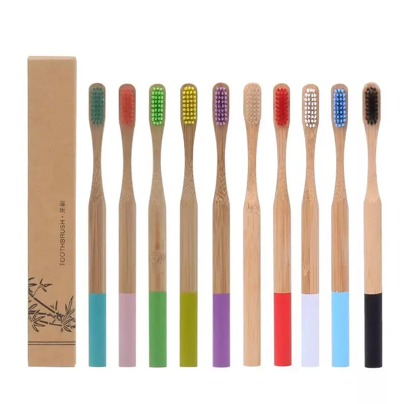 wholesale high quality bamboo toothbrush  reusable  rainbow natural tooth brush