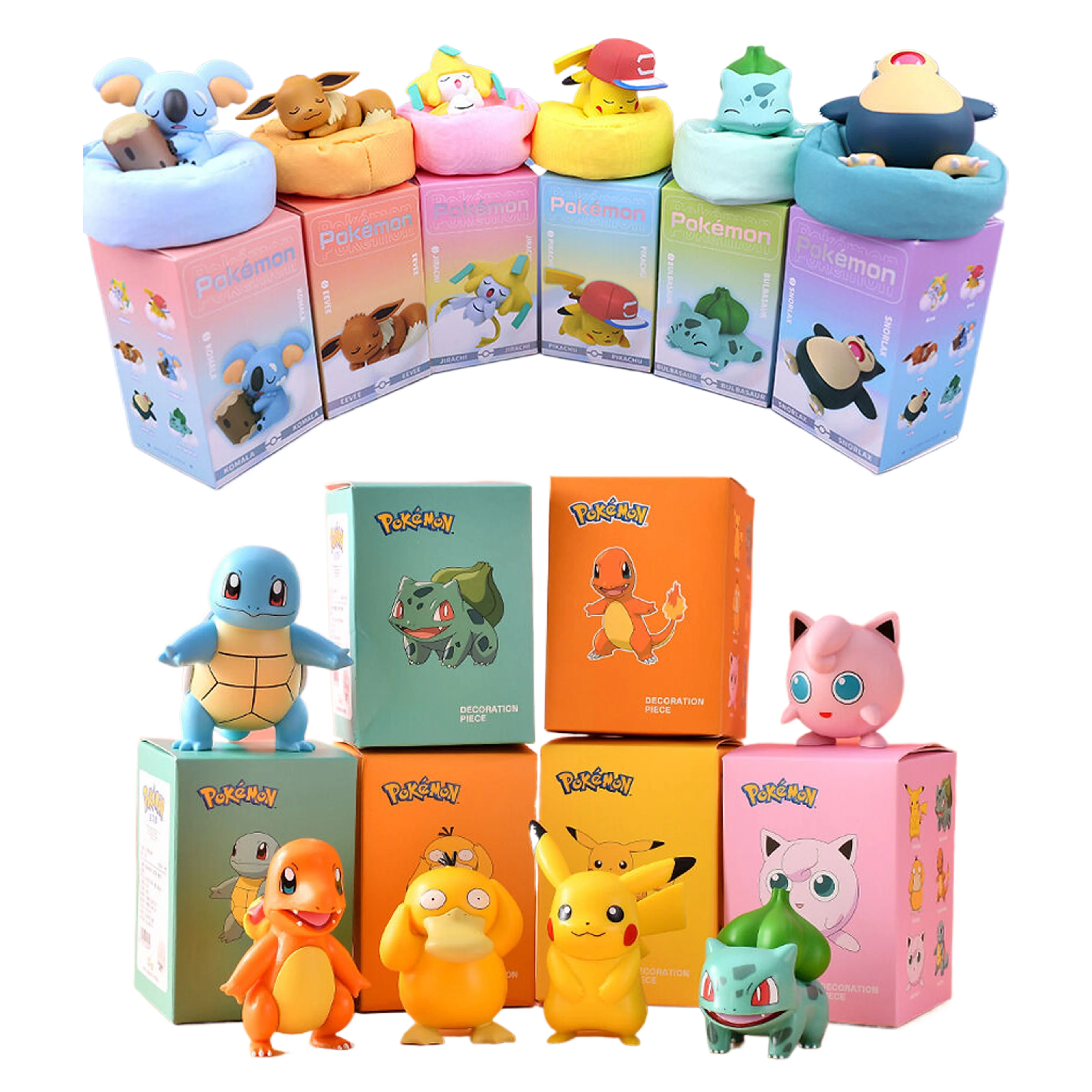 Pikachu Snorlax Bulbasaur Charmander Squirtle Pokemon toys action figures anime wholesale Box model gift tabletop ornament