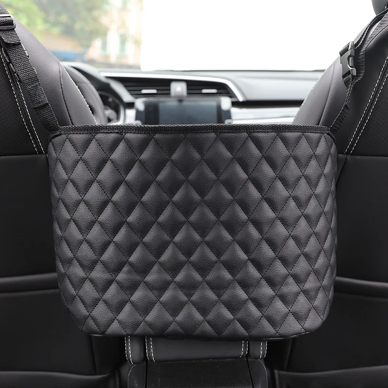 Pu Leather Car Storage Bag Interior Auto Seat Middle Box Seat Back Hanger Stowing Tidying Hanging Pocket Organizers for Car