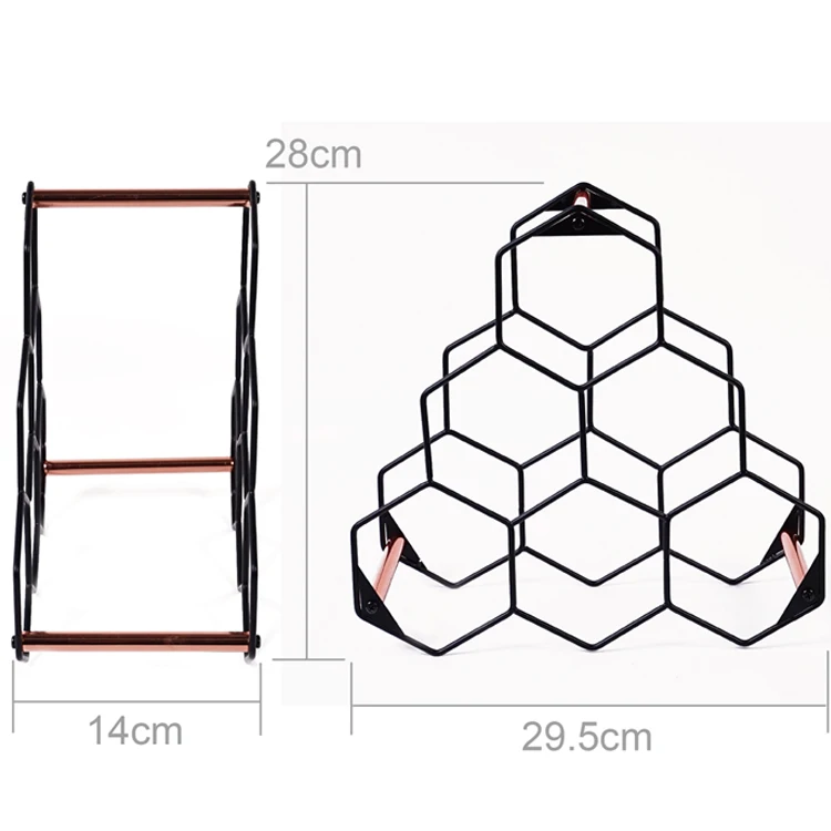 Honeycomb Style 6 Bottles Metal Standing Wine Rack Holder