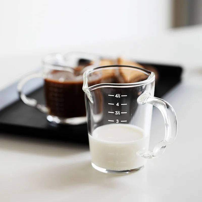 Double Spouts  Espresso Shot Glass Liquid Measuring Cup Milk Triple Pitcher For Coffee