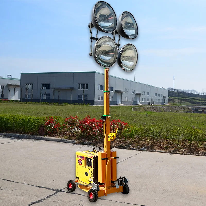 Durable trolley type lighthouse 4M 5M 6M mobile diesel power generation metal halide trolley type lifting lighthouse for sale