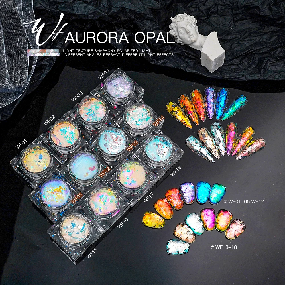 Feishi Fantastic Luxury Effect  Aurora Powder Chameleon Flakes Solvent Resistant Transparent Aurora Pigment Powder