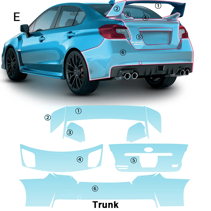 Для Subaru WRX 2018-2021 каждая часть пленки TPU PPF предварительно вырезанный автомобиль против царапин самовосстанавливающая прозрачная защитная пленка