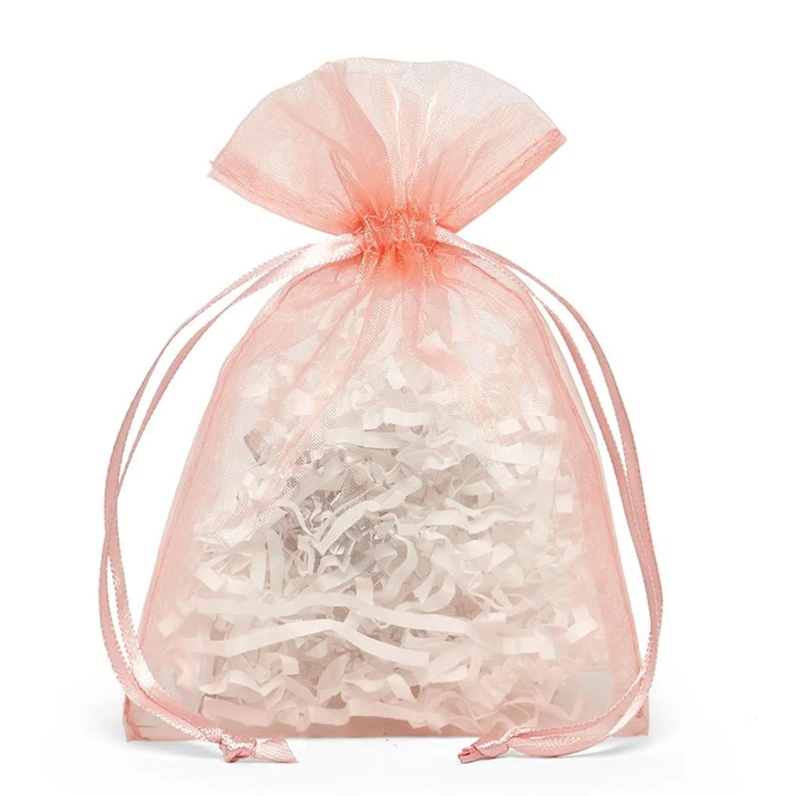 Luxurious Peach Color Organza Candy Packaging Bags with 10 Sizes in Stock