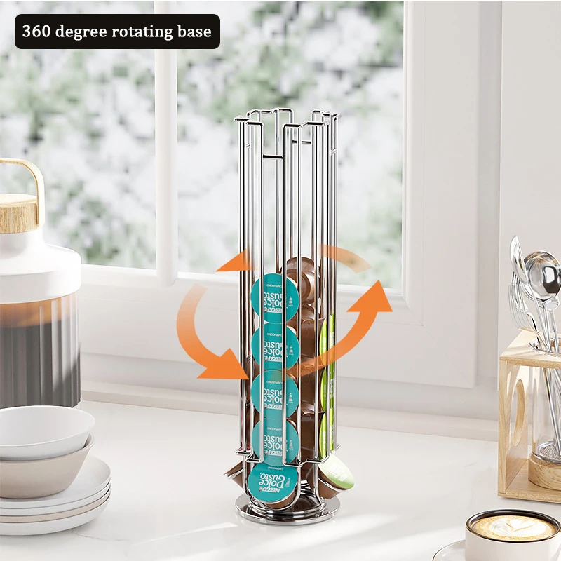 coffee pod holder 360 degree Rotatable 36 pieces coffee capsule holder rack