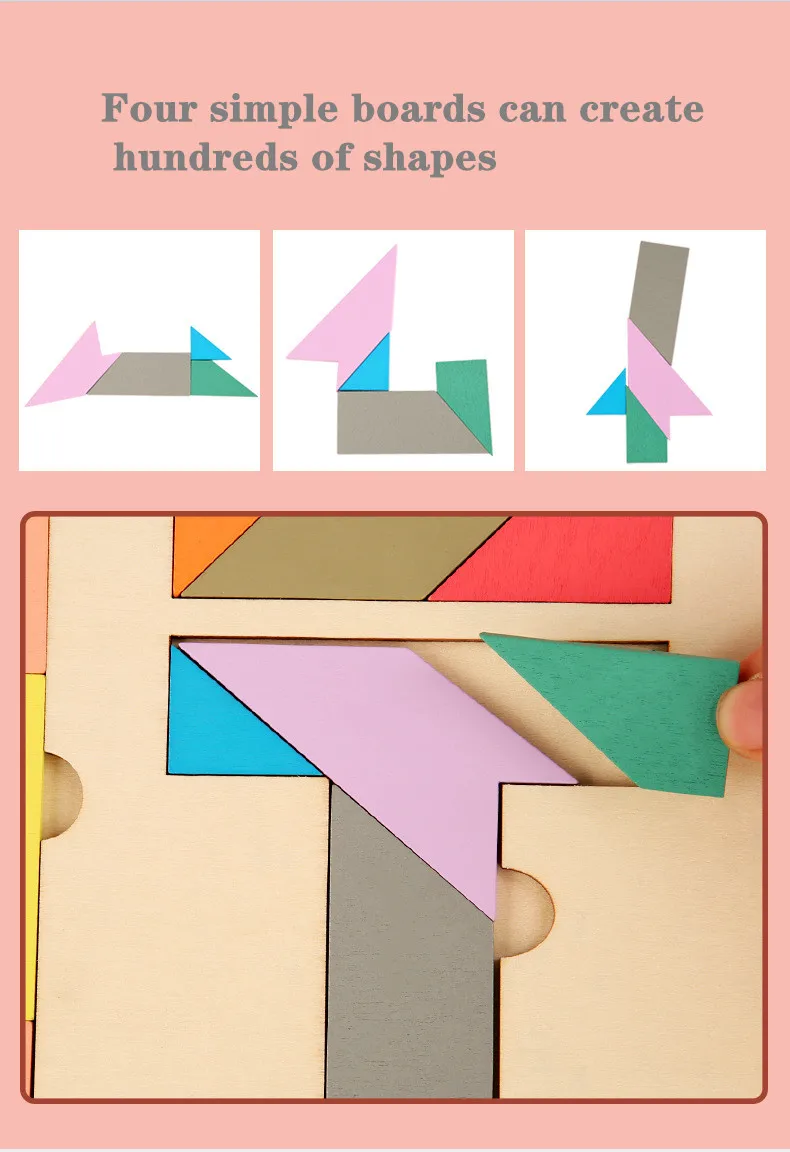 Wooden brain teasers puzzle toy baby Montessori educational gift 3D Russian blocks game puzzle tangram jigsaw intelligence toy